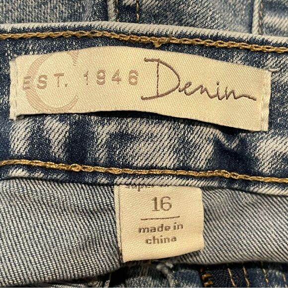 EST. 1946 Denim Distressed Faded Frayed Cropped Jeans Light Blue Size 16 - Picture 8 of 10
